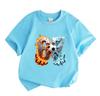 Kids Boys Girls 100% Cotton Crew Neck Short Sleeve T-Shirt, Cool Fire Ice 67 Soccer Football Graphic Casual Soft Summer Tee for Children Daily Wear