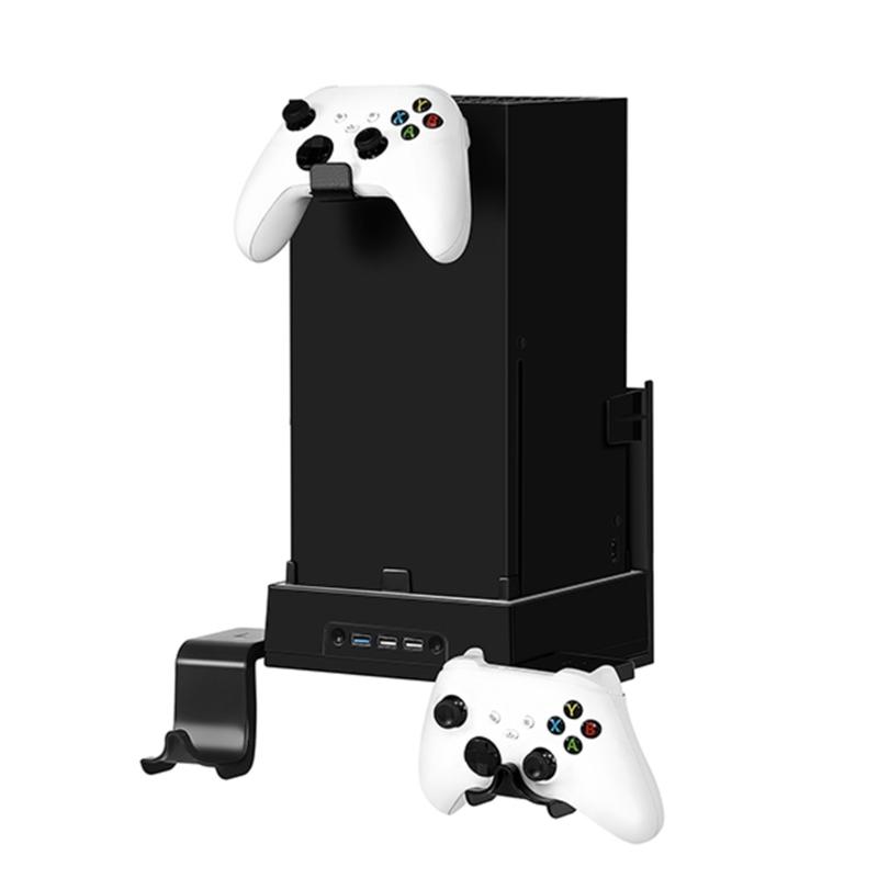 Комплект настенного кронштейна для консоли XB Series X, подставка с вентилятором для охлаждения и двумя держателями для контроллеров и 1 подставкой для наушников