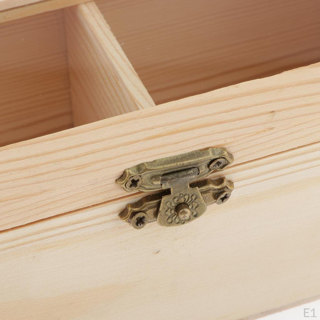 Деревянная шкатулка с 2 отделениями и замком, шкатулка, квадратная крышка для ювелирных изделий,