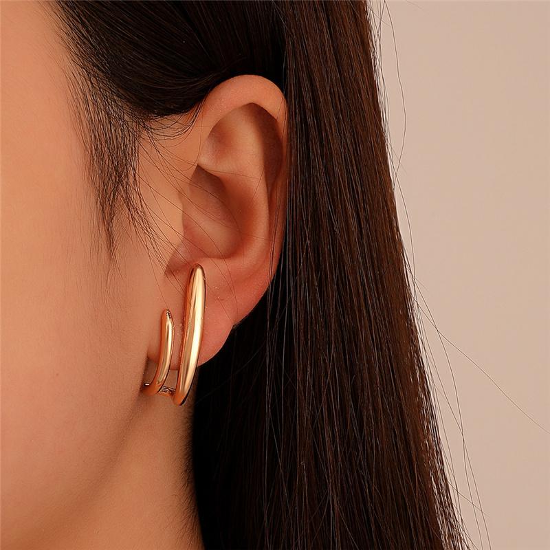 Minimal Design Metal Beans Stud Earrings For Cute Girls  New Fashion Jewelry Party Simple Accessories For Womens