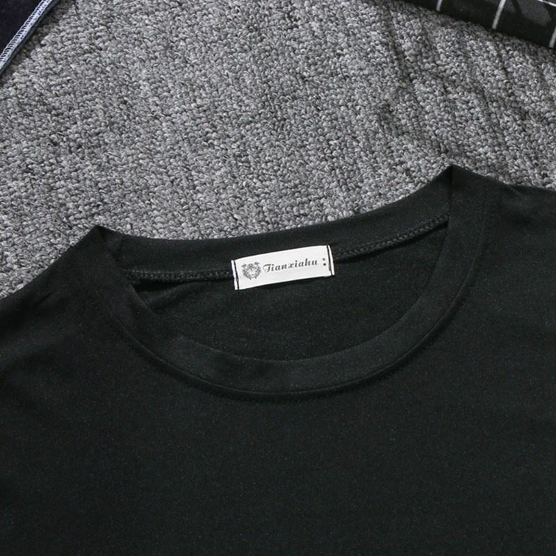 Унисекс модная полосатая мужская/женская футболка baju lelaki с длинным рукавом и круглым вырезом, поддельные две футболки, 2 цвета, однотонная, черная и белая