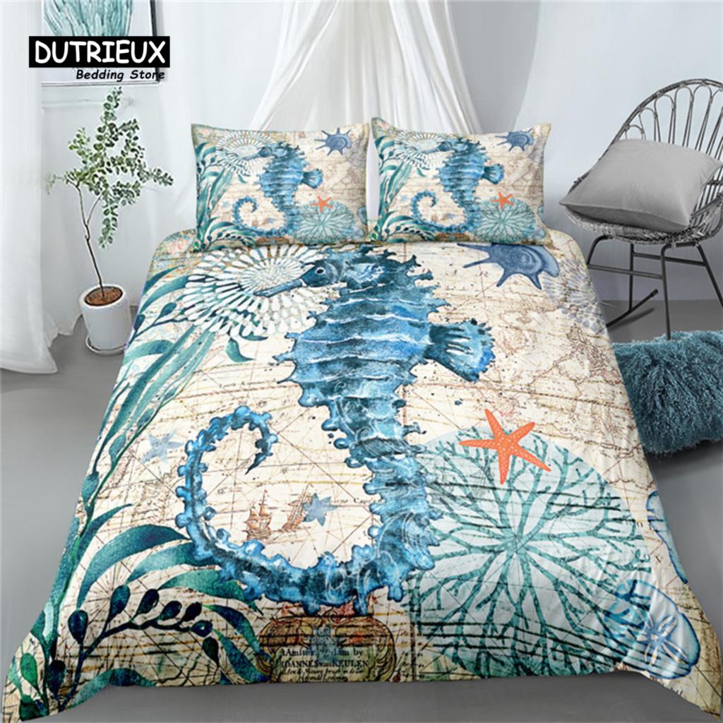 Ancient Marine Octopus Duvet Cover Set, Octopu Bedding Set, Soft Comfortable Breathable Duvet Cover, For Bedroom Guest Room