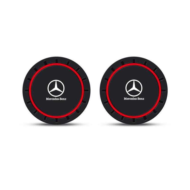 ILY2 2Pcs Silicone Car Water Cup Coaster Pad Anti-slip Cup Mat For Mercedes Benz AMG W203 W205 W206 W211 W212 W220 W201 W210 Sticker