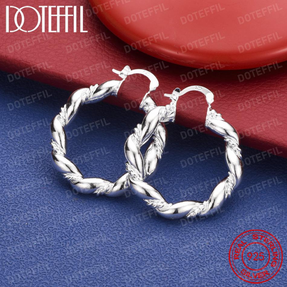 Xiaomi 925 Sterling Silver 30mm Exquisite Twist Twist Round Earrings for Women Fashion Wedding Jewelry Party Accessories