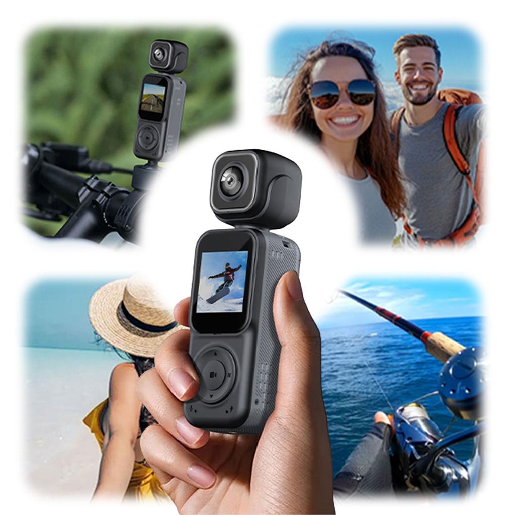 4K Vlogging Camera with Dual Front & Rear Cameras Handheld Portable Video Camera for Sport Bike Travel Polices Law Enforcement