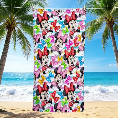 1Pc Minnie Mouse Beach Towel, Quick Dry, Multi-Use for Beach Pool Gym Yoga Home Travel, Christmas, Halloween, Xmas Gift M928686