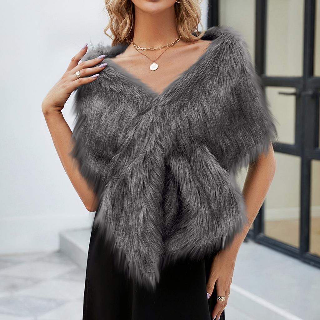 Женская зимняя мода Искусственный мех Шарф Шаль Пальто