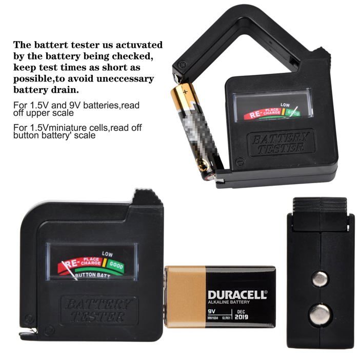 AIMOONSA Testeur de piles numérique BT860 - universel AA/AAA/C/D 1,5V/9V sans alimentation