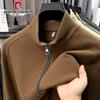 Мужской утепленный двусторонний велюровый кардиган на молнии