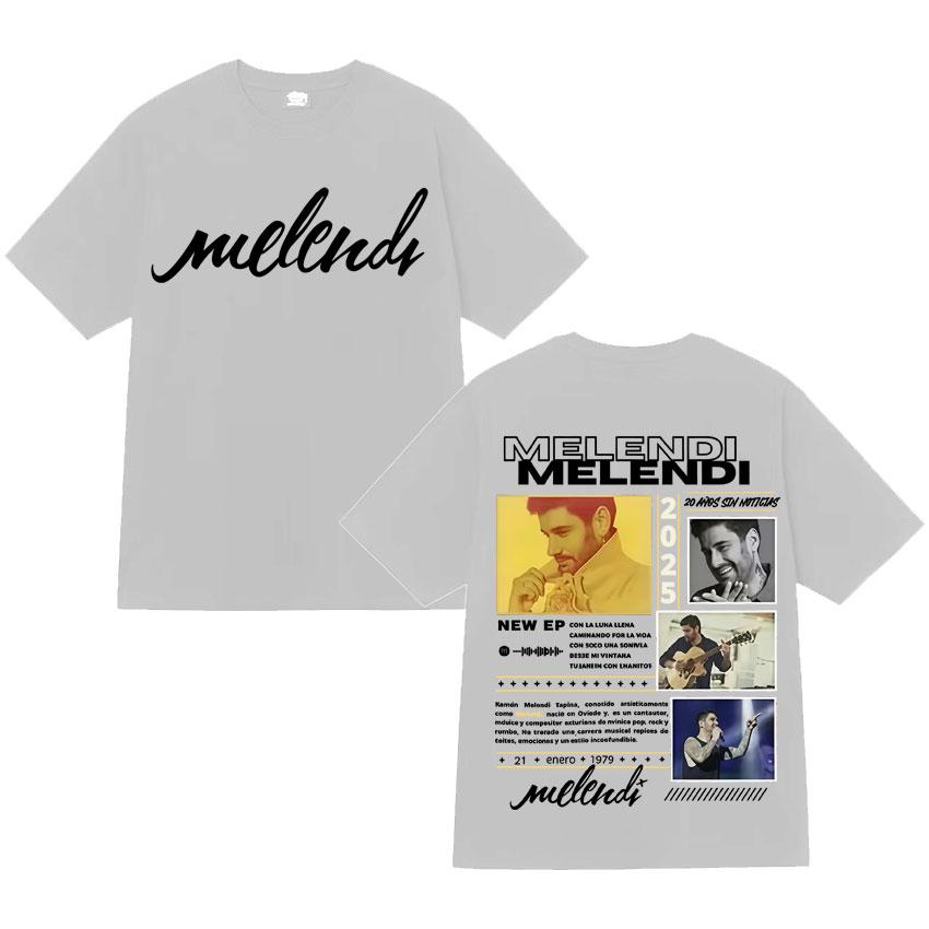 Rapper Melendi Tour 2025 Double Sided Graphics T Shirts Mens Fashion Cotton Tshirt Cozy Oversized Short Sleeve T Shirt Fans Gift