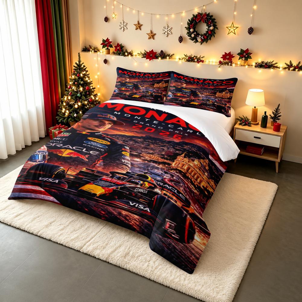 F1 Monaco Grand Prix 2026 Bedding set (1 duvet cover, 2 pillowcases, duvet not included), Monte Carlo Verstappen Poster Art Print