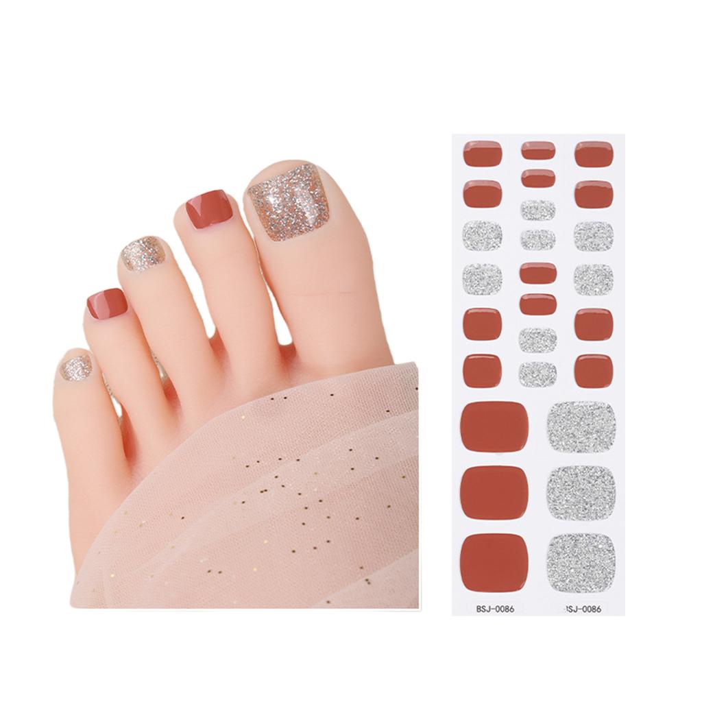 Toenail Stickers Semi Cured Gel Toenail Strips Solid Color Toenail Polish Strips Toe Nail Wraps Toenail Art Decoration