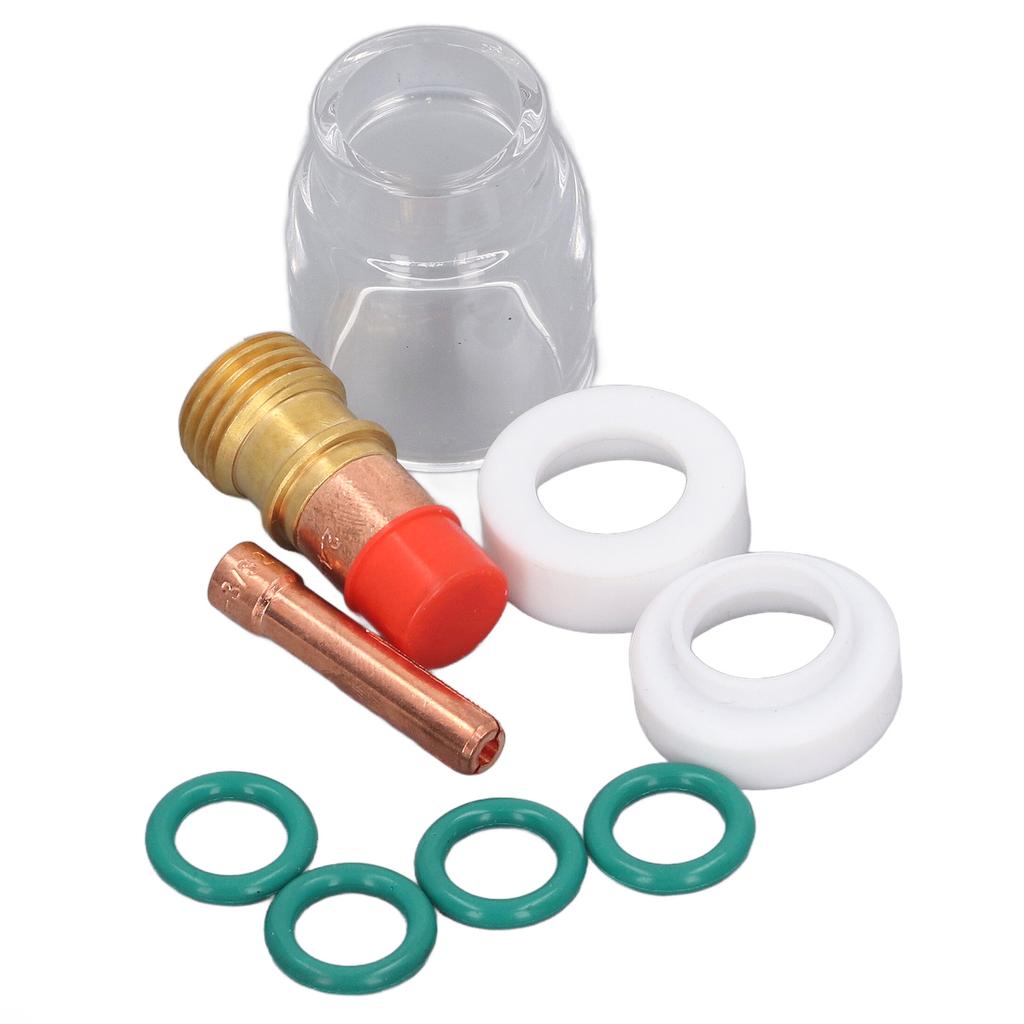 Набор из 9 предметов Аксессуары для TIG-сварочной горелки Цанга Газовая линза Стеклянная чашка Прокладка Уплотнительное кольцо Сварочная горелка