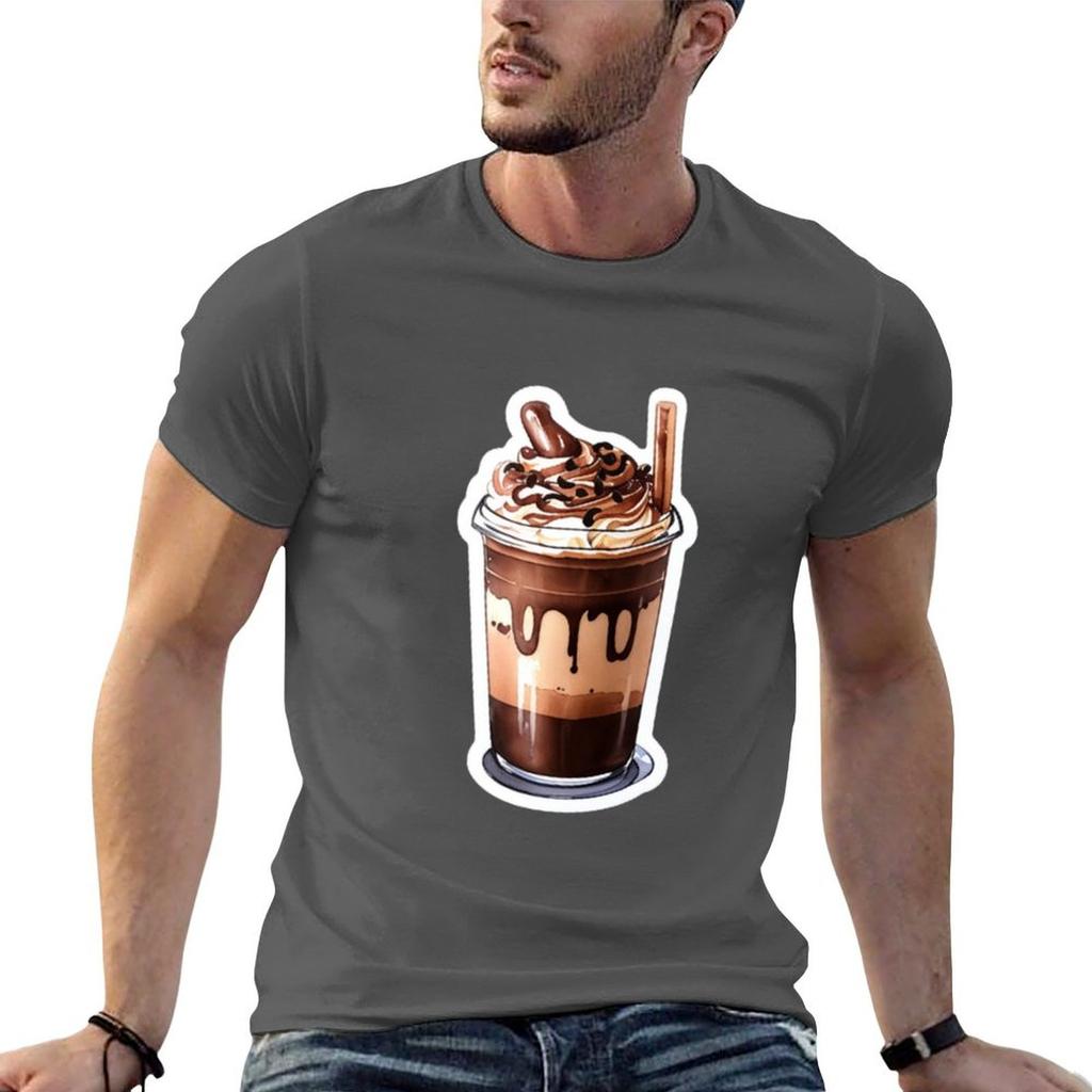 KAWAII SUMMER CHOCOLATE FRAPPE DRINK TShirt Big Size Crew Neck TShirt