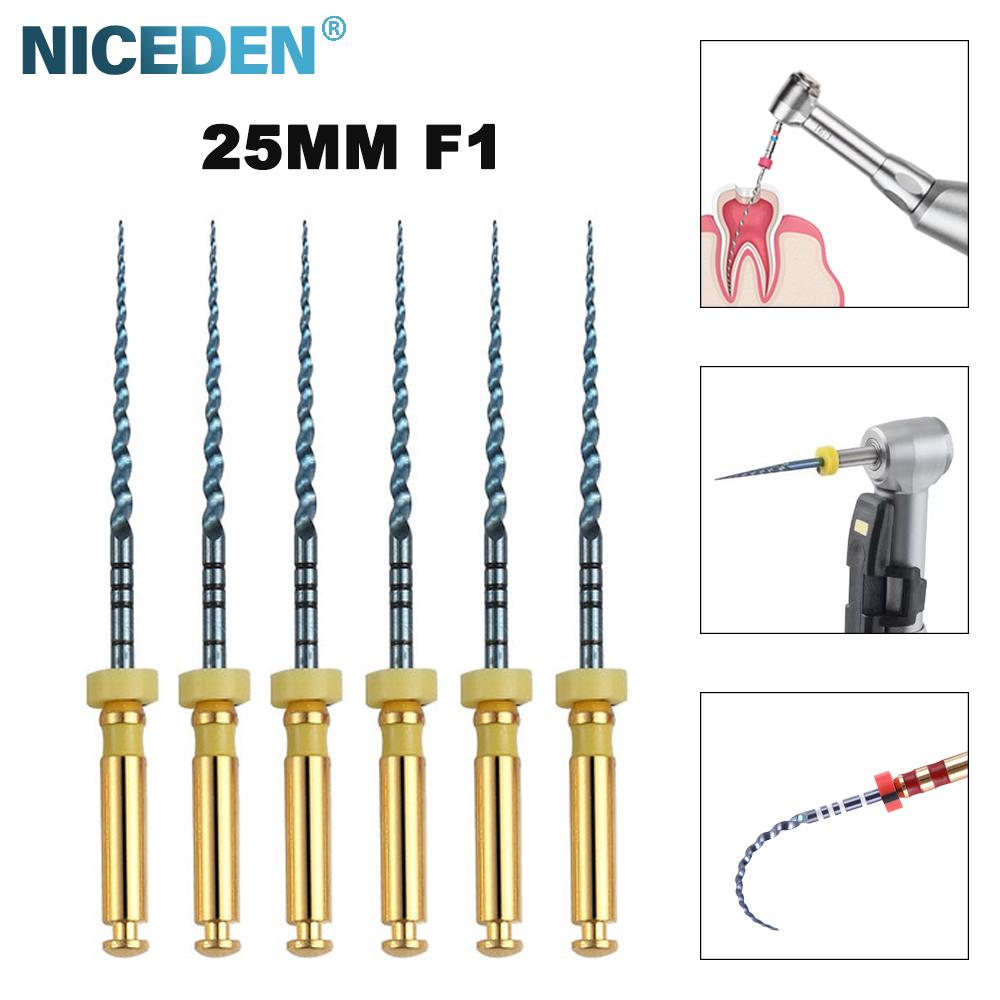 Niceden 6 шт. стоматологический эндодонтический файл-двигатель, инструмент для корневого канала NiTi, конические стоматологические гибкие инструменты