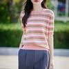 New Round-neck Knitted Sweater, Short-sleeved T-shirt, Women's Hollowed-out Jacquard Pullover, Summer