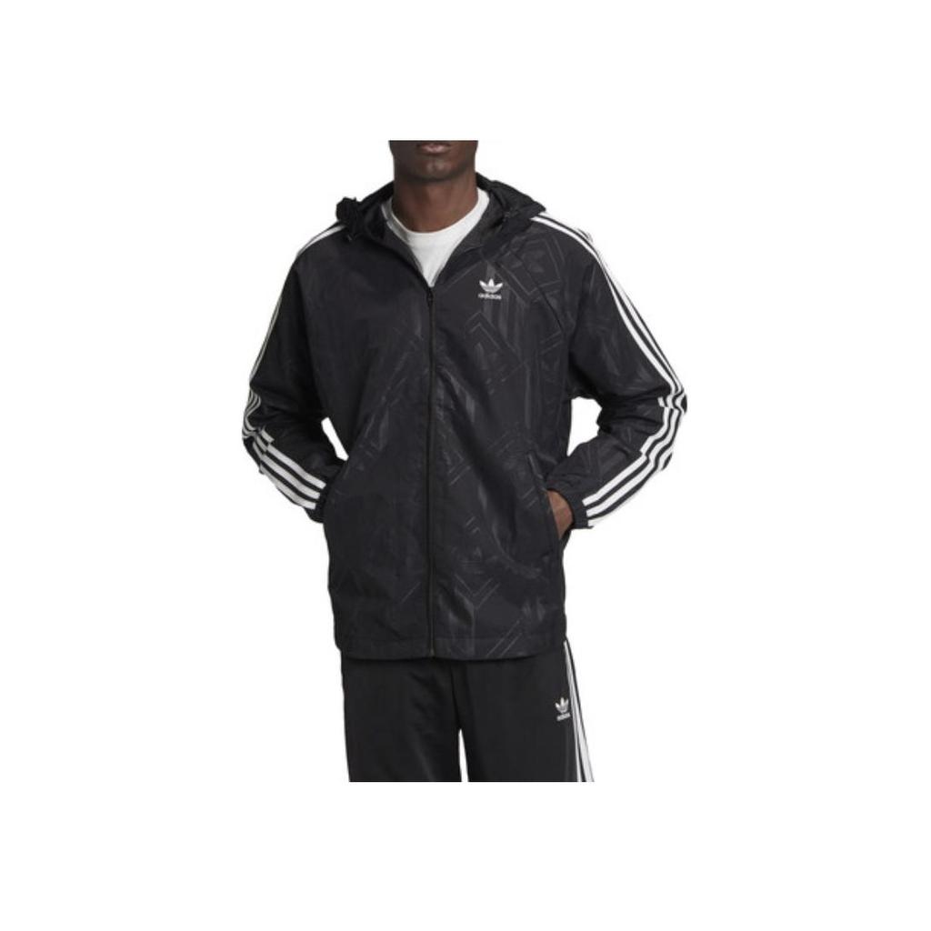 Adidas Оригинальные повседневные спортивные толстовки с логотипом в полоску трилистника на молнии, осеннее издание, мужские куртки черного цвета GD5844