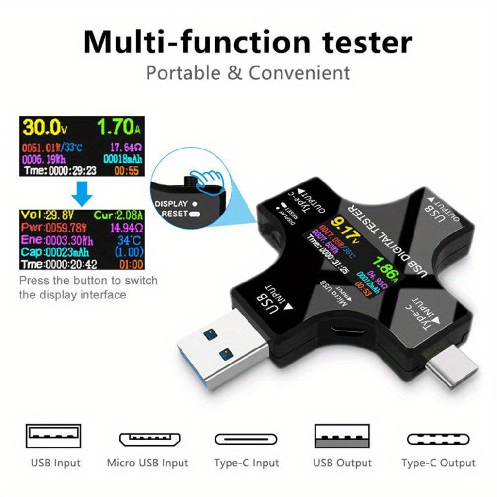 Портативный USB PD Детектор Типа-C Вольтметр Амперметр, Цифровой Дисплей Тестер Для Телефона Планшета Ноутбука И Тестирования PD Адаптеров Питания