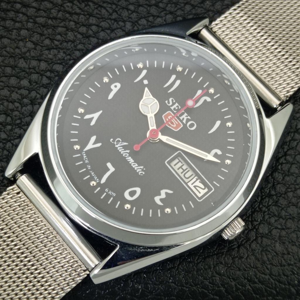 АВТОМАТИЧЕСКИЕ ВИНТАЖНЫЕ ВОССТАНОВЛЕННЫЕ МУЖСКИЕ ЧАСЫ SEIKO 5 6309A ЯПОНИЯ ЧЕРНЫЕ a442419-1