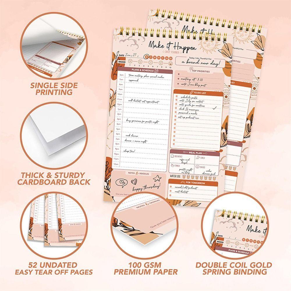 Portable To Do List Notepad Easy Tear-off A5 Agenda Planner Schedule Writing Pads Office Supplies