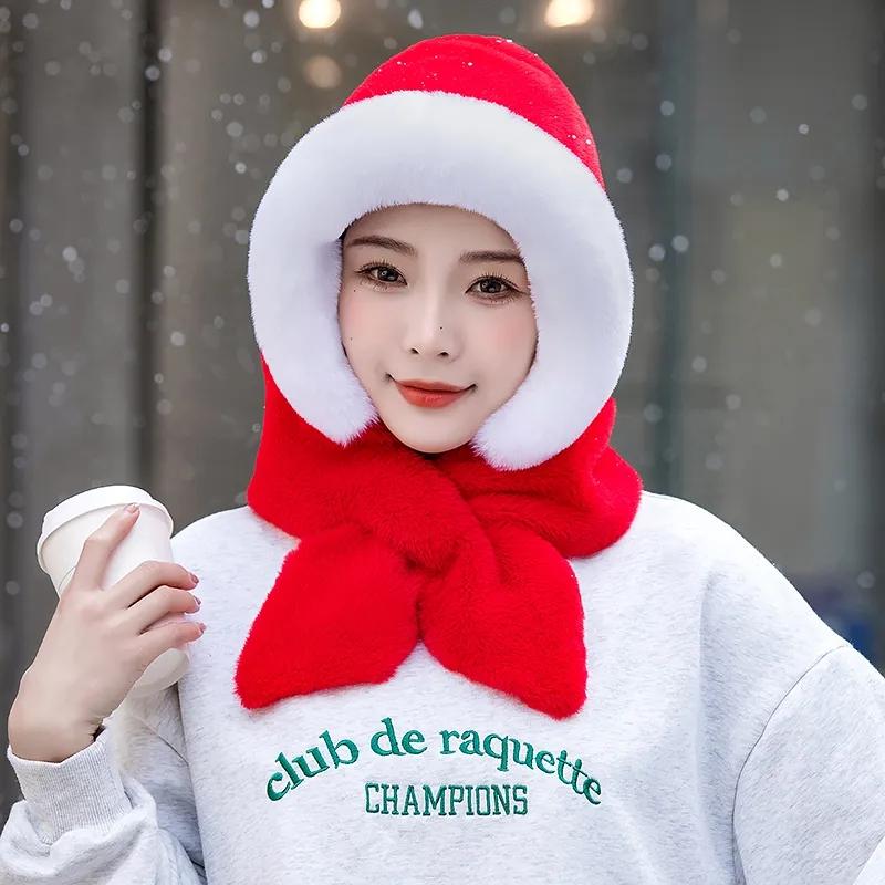 Шарф-шапка, комплект из двух предметов, женский морозостойкий Баотоу для верховой езды на открытом воздухе, бархатный утолщенный шарф, цельная теплая шапка