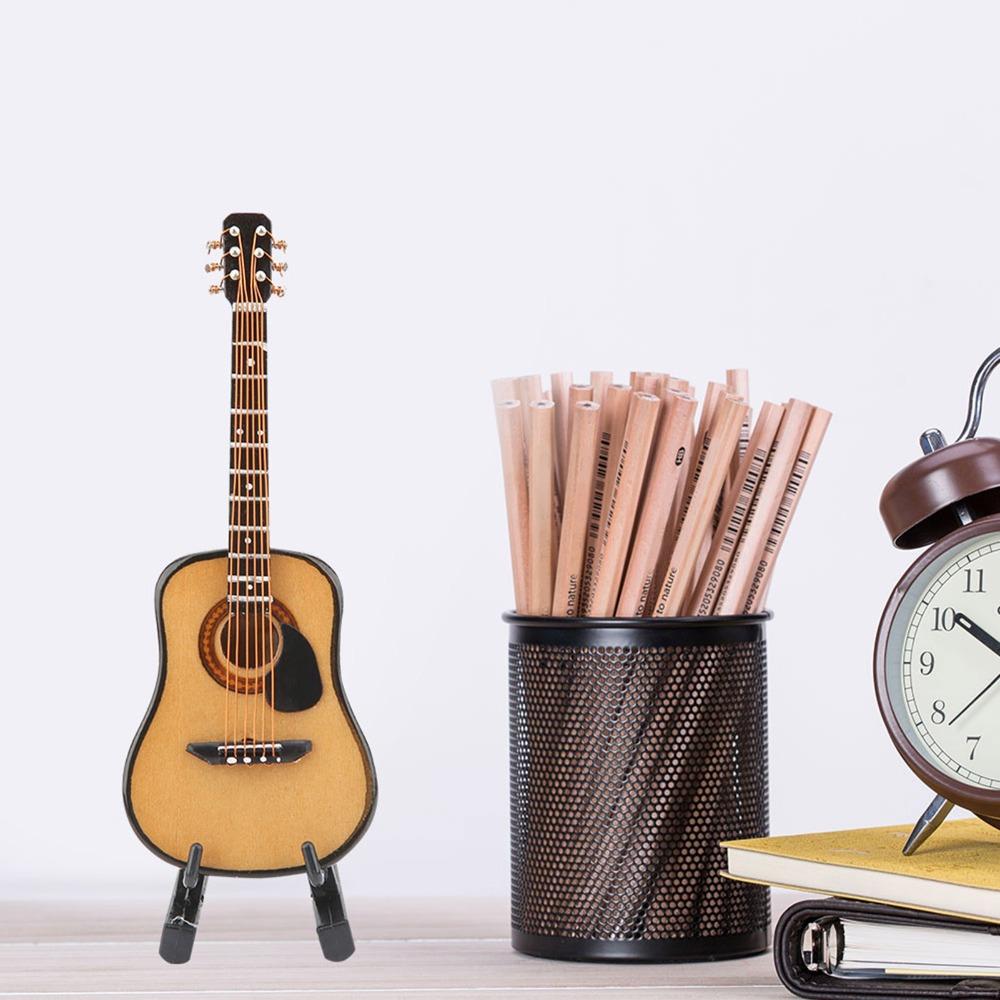 3PCS With Stand Miniature Guitar Model Mini Guitar Craft Model Guitar Ornament Dollhouse Accessory