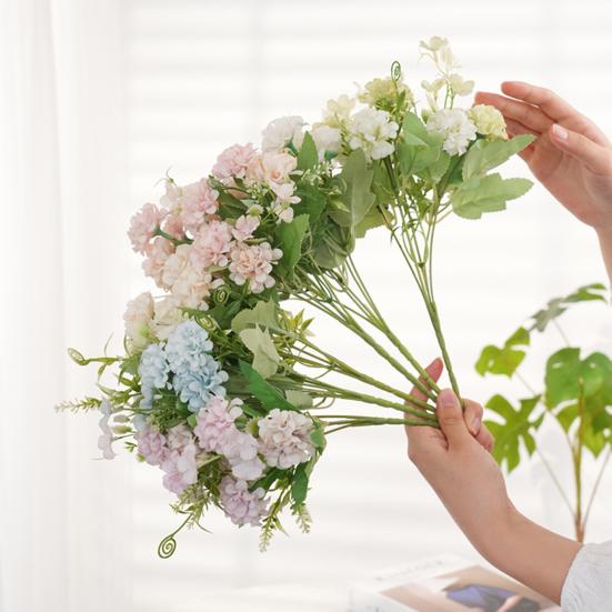 Букет искусственных цветов гортензии 9 голов Искусственный цветок гортензии со стеблем Поддельные гортензии Цветочная композиция для декора дома, свадьбы, вечеринки