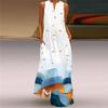 2024 Summer European Retro Print V-Neck Multicolor Sleeveless Long Dress