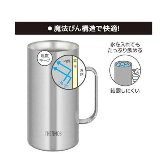Термос Thermos с вакуумной изоляцией, кувшин 1 л, нержавеющая сталь, можно мыть в посудомоечной машине, структура бутылки, сохранение тепла, холодное пиво JDK-1001 S1