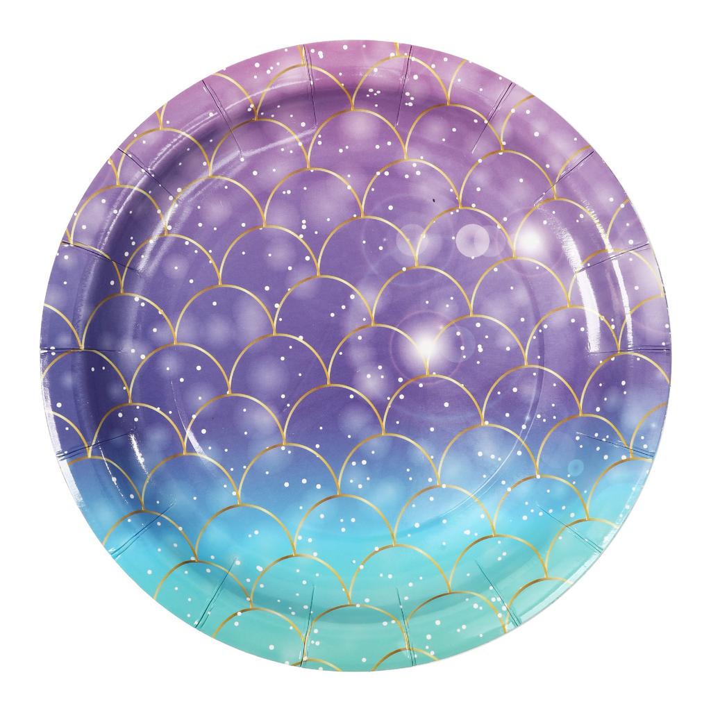 Purple Mermaid Tail Disposable Tableware Happy Under The Sea Mermaid Girl Birthday Napkins Plates Little Mermaid Birthday Decor