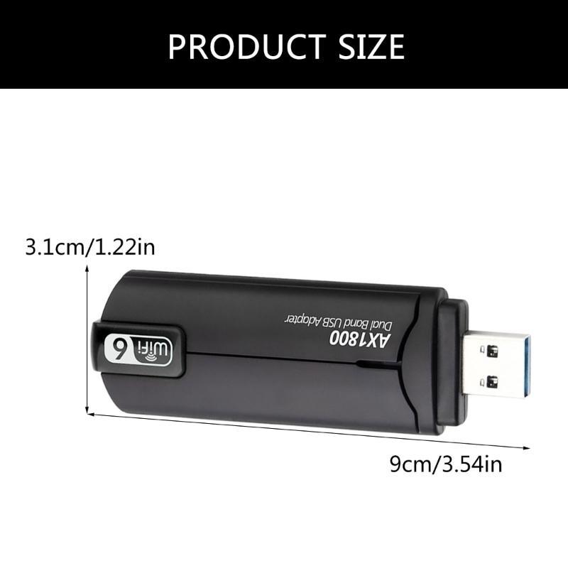 AX1800 USB3.0 WiFi Adapter, 1800Mbps Wireless Card USB WLAN Stick WiFi 6 Transmitter Receiver Fast for PC/Desktop/Laptop