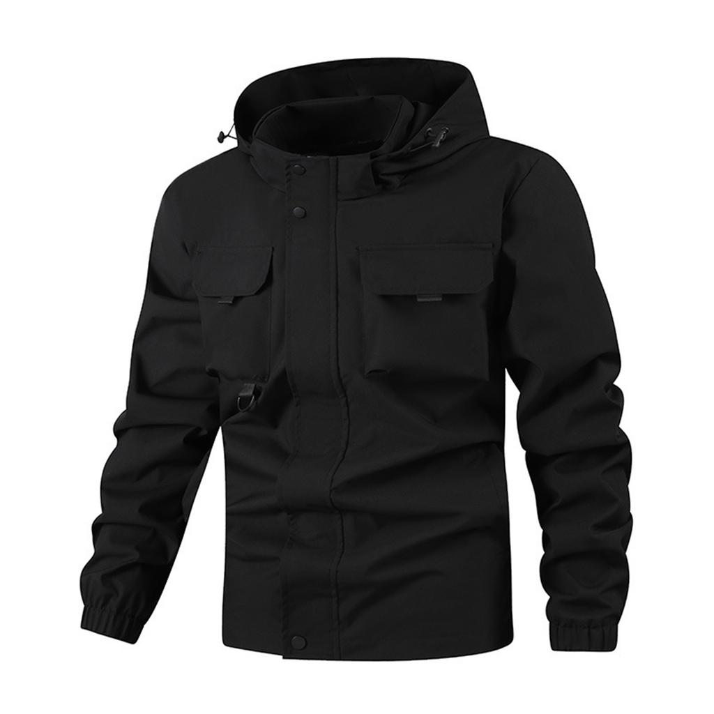 Men'S Loose Jacket Fashionable Multi Pocket Hooded Jacket