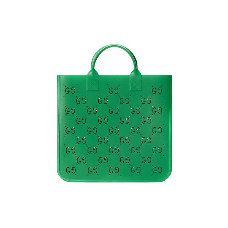 Gucci Винтажный логотип Полый Большая вместимость Резиновая сумка-тоут Детские сумки-тоут Зеленый 679365-JFO00-3727