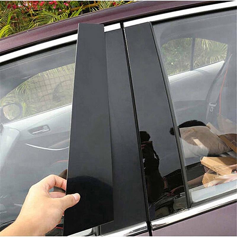 6pcs Glossy Black Car Pillar Posts Stickers Fit For Honda Odyssey 2011 2012 2013 2014 2015 2016 2017