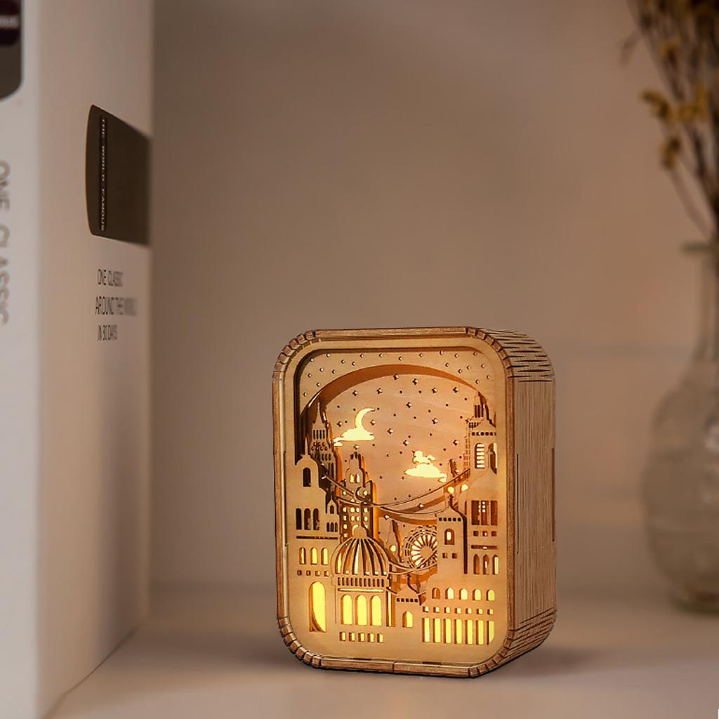 3D светодиодный ночник, современная деревянная настольная лампа, 3D полая резьба по дереву, ночник для спальни для детей, настольная декоративная лампа, подарок