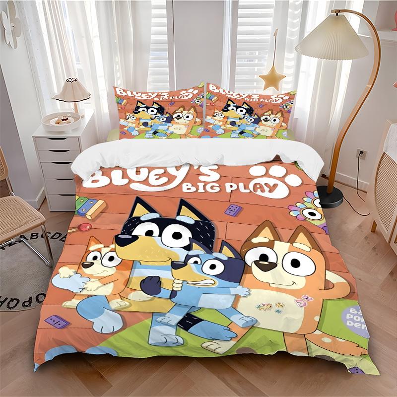 Bluey'S Big Play Print 3Pcs Bedding Setduvet Cover With 2 Bedropillowcase Home Birthday Gift