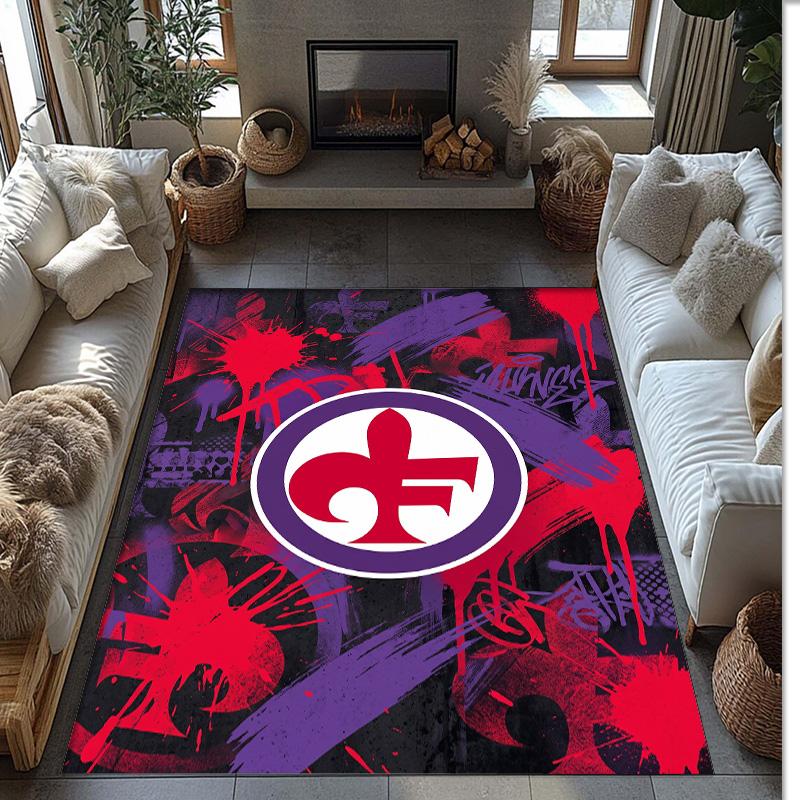 Fiorentina FC Soccer Football Pattern Soft Area Rug Non Slip Indoor Floor Carpet Sports Decor Mat for Bedroom
