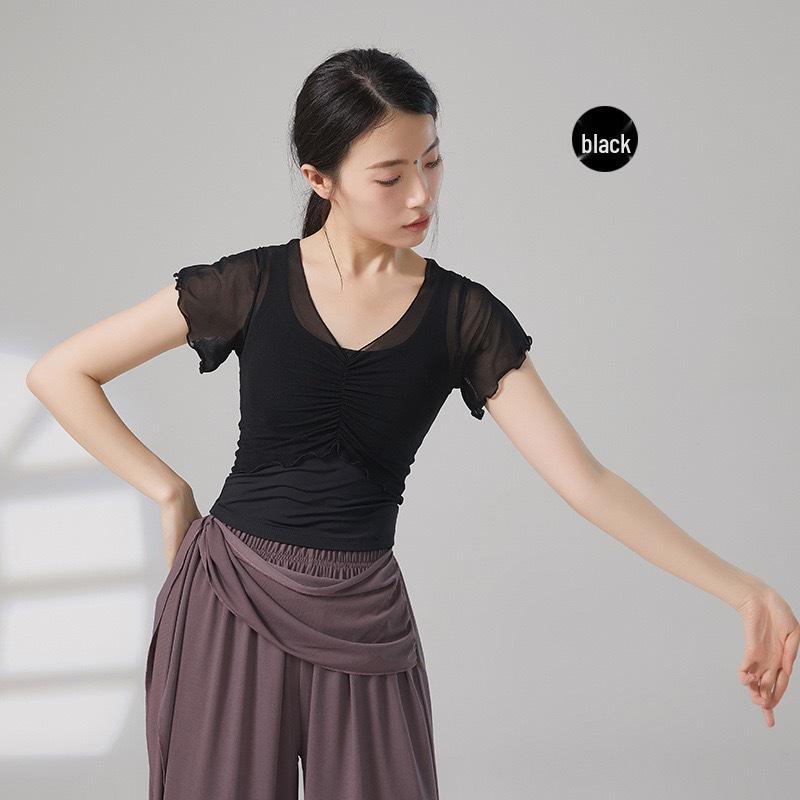 Женский топ с коротким рукавом для современного танца