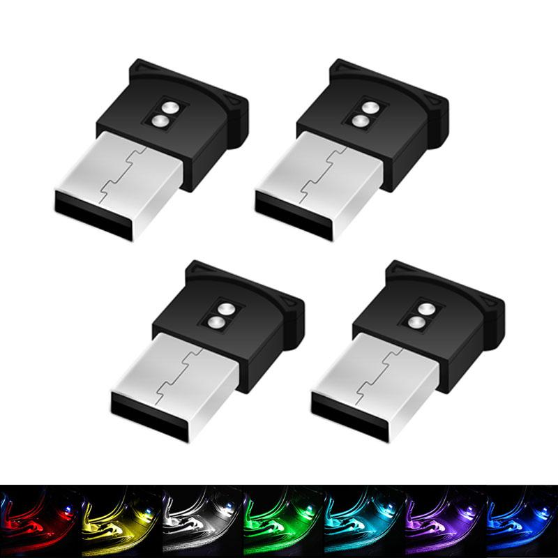 Мини USB Атмосферные огни Светодиодные RGB Автомобильный окружающий свет Освещение Ночники Портативный Цветной Авто Интерьер Неоновая Декоративная Лампа