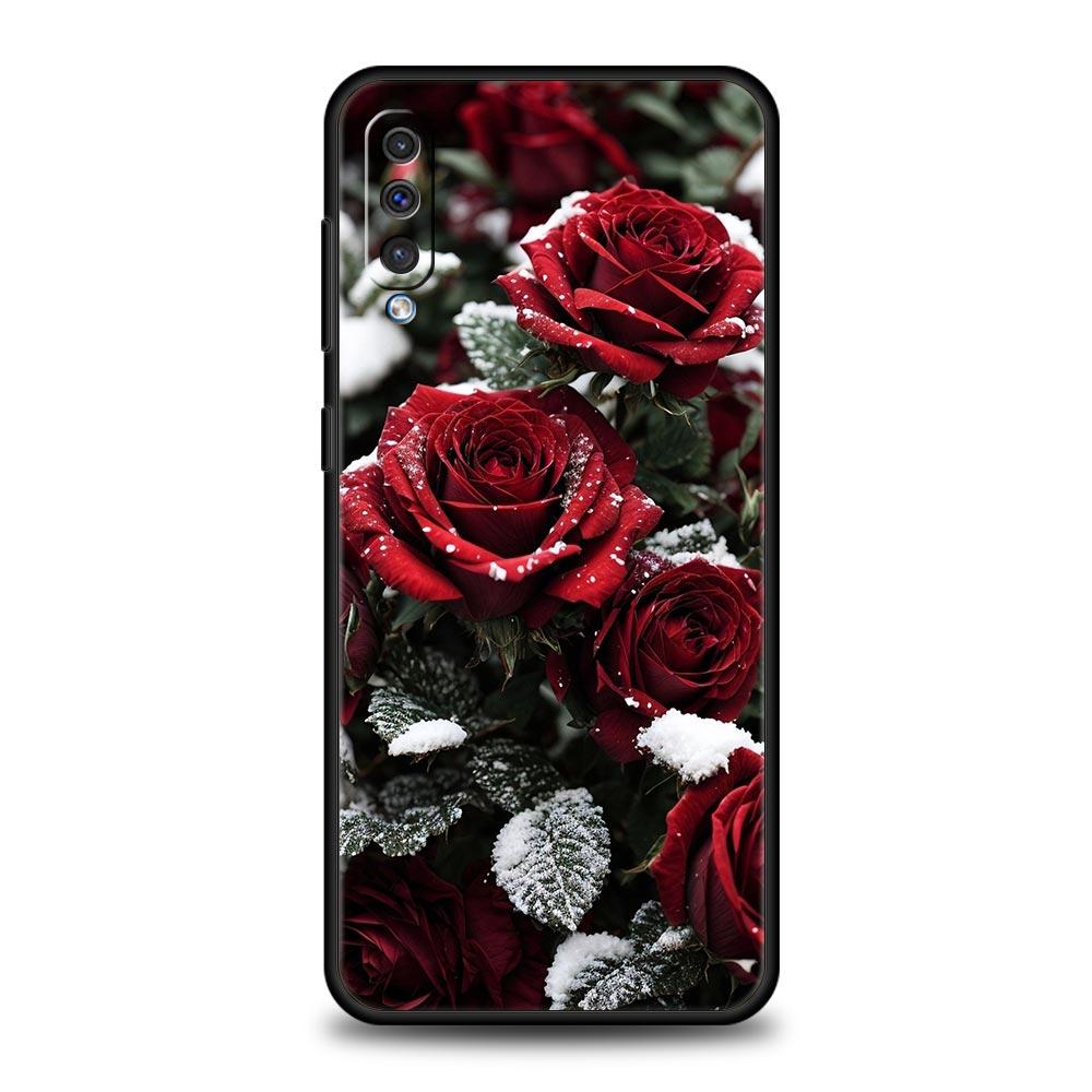 Чехол Для Samsung A24 A12 A14 A32 A50 A70 A20E A20S A10S A22 A40 A34 A54 A42 A52 5G A02S A04s Крышка Красивые Цветы Красной Розы