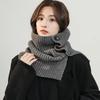Retro Warm Knitted Wool Button Scarf Women's Fashion Versatile Split Neck Cover Cold Neck Protection Shawl