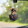 Dog Car Charms Adorable Acrylic Ornament Rearview Mirror Hanging Decor for Car Christmas Trees Decoration