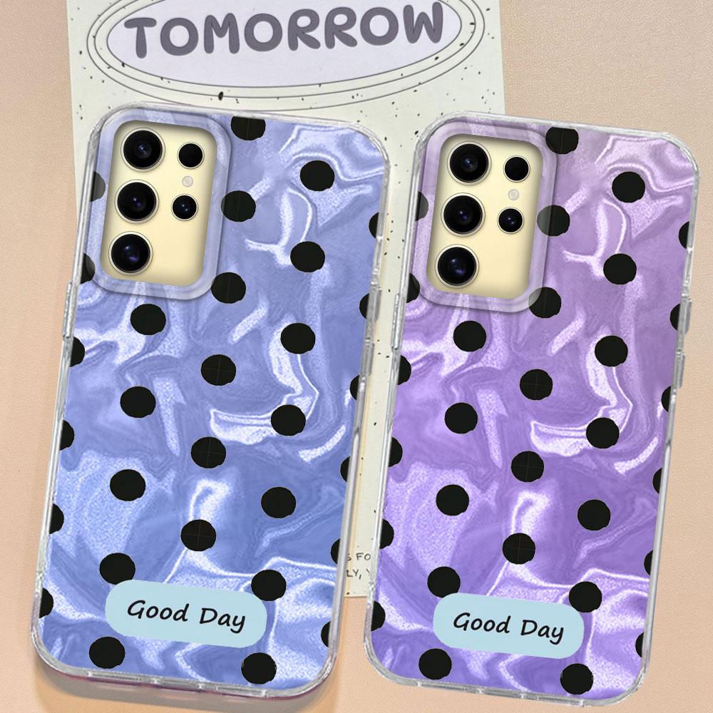 Красочный классический чехол для телефона с черными точками для Samsung Galaxy S25 S24 S23 S22 S21 FE Plus Ultra S25+ S24+ Оболочка Силиконовая задняя крышка