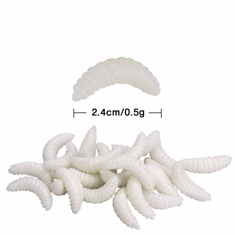2.4см 0.4г Светящийся в темноте опарыш Мягкая приманка Реалистичная приманка для рыбалки на форель, солнечника Медленно тонущий Рыболовный Искусственный червь