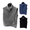 Мужской флисовый жилет с карманами, воротником-стойкой, без рукавов, застежкой-молнией, мягкий