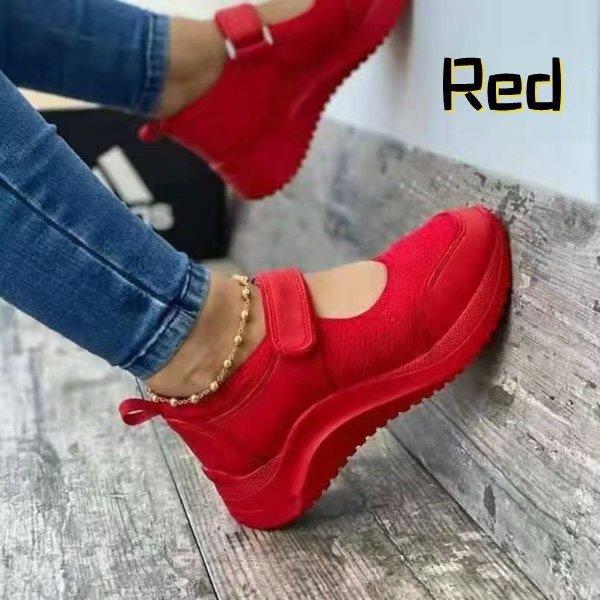 Новые модные женские повседневные дышащие одинарные туфли женские кроссовки на плоской толстой подошве с липучками однотонные