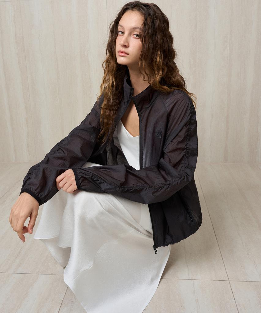 Re Rhee Sheer Windbreaker Jacket Black