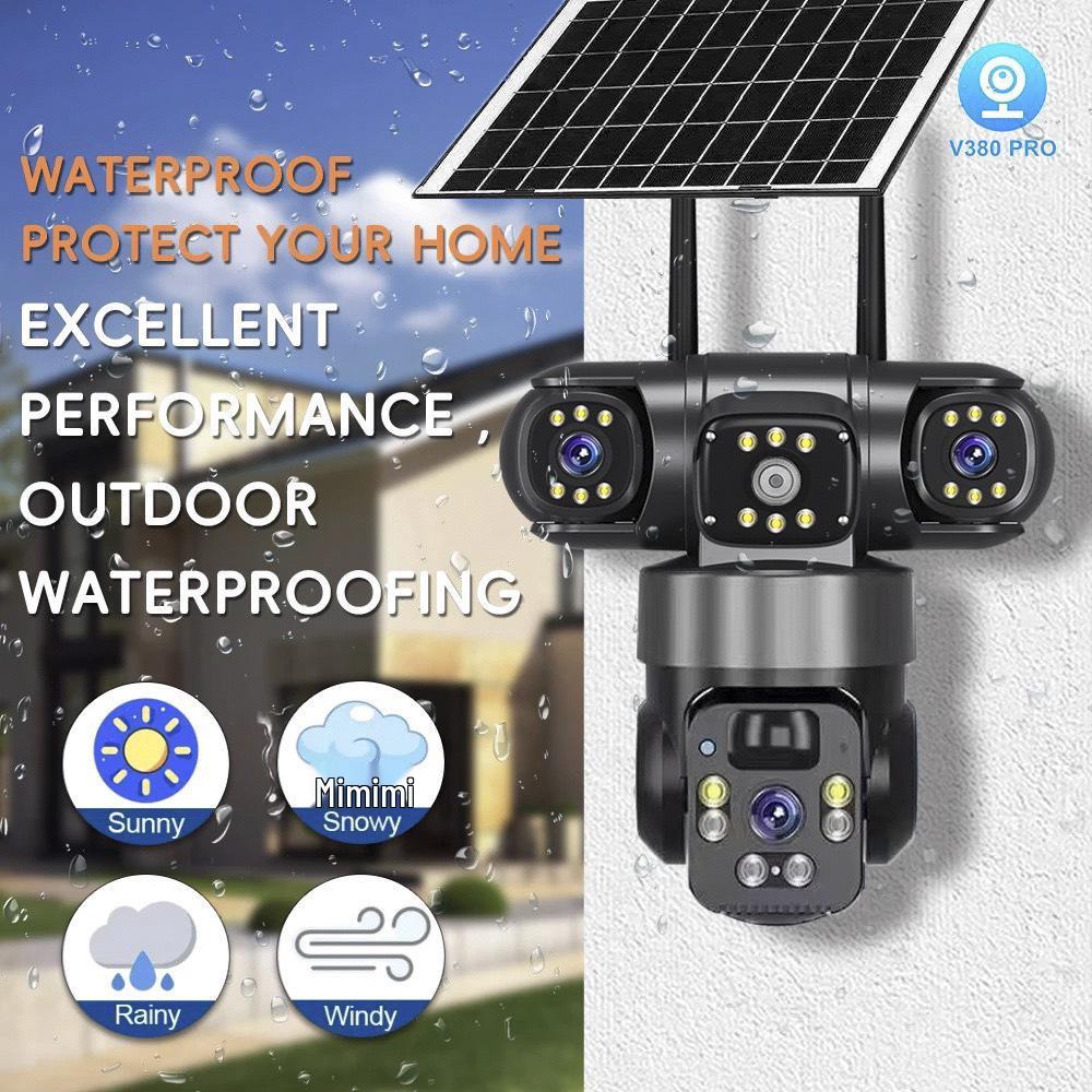 V380 Pro 4G/WiFi Уличная PTZ-камера на солнечных батареях с тройным объективом и HD-мониторингом
