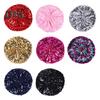Sequin Beret for Women Sparkling Stage Effect No Brim Flat Top Solid Color Parties Performances Headwear Lady Cap