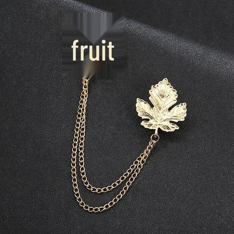 Korean Style Men's Blazer Brooch with Scissors-Shaped Metal Chain Accessory